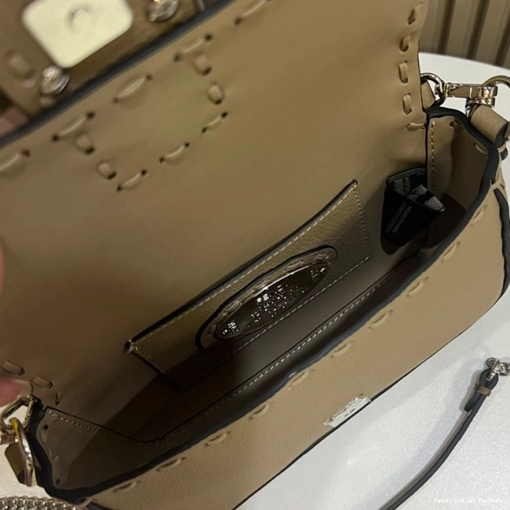 Cheap HOT Baguette Bag Khaki Leather Cuoio Mini Fendi Selleria Romano In 0707